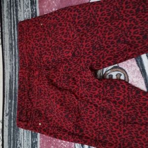 Red leopard skinny jeans